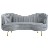 Sophia - 3 Piece Upholstered Channel Tufted Sofa Set - Gray