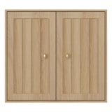 Wall Mounted Bathroom Cabinet With Double Doors And Vertical Grooved Design For Bathrooms - Oak