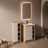 24" Bathroom Vanity With Sink & Tall Bathroom Cabinet, Vanity Set With Thin Edge Sink & Interchangeable Door Panels - Black / Light Oak / White