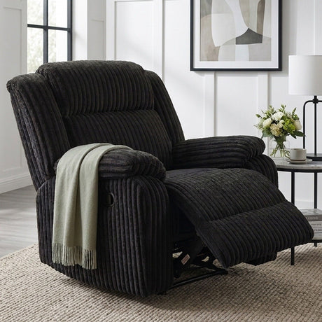 Motion Recliner Chair With Plush Armrests For Living Room, Soft Seat - Black