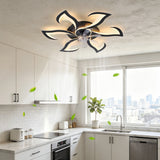 Flower Ceiling Fan With LED Dimmable Light, Flush Mount Ceiling Fan With Remote Control, Low Profile Design, 6 Speeds, Timing Function