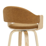 Daxton - Swivel Bar Height Round Back Wood Bar Stool With Faux Leather Seat