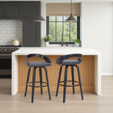 Sonia - 26" Counter Height Swivel Bar Stool - Black Wood
