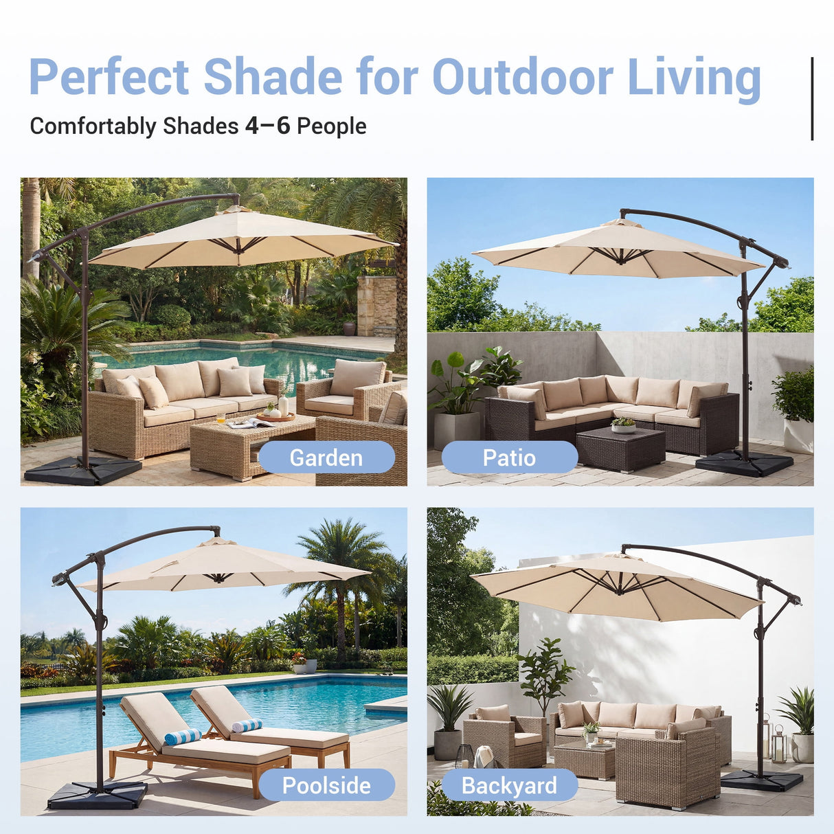 10ft Cantilever Patio Umbrella with Weighted Base