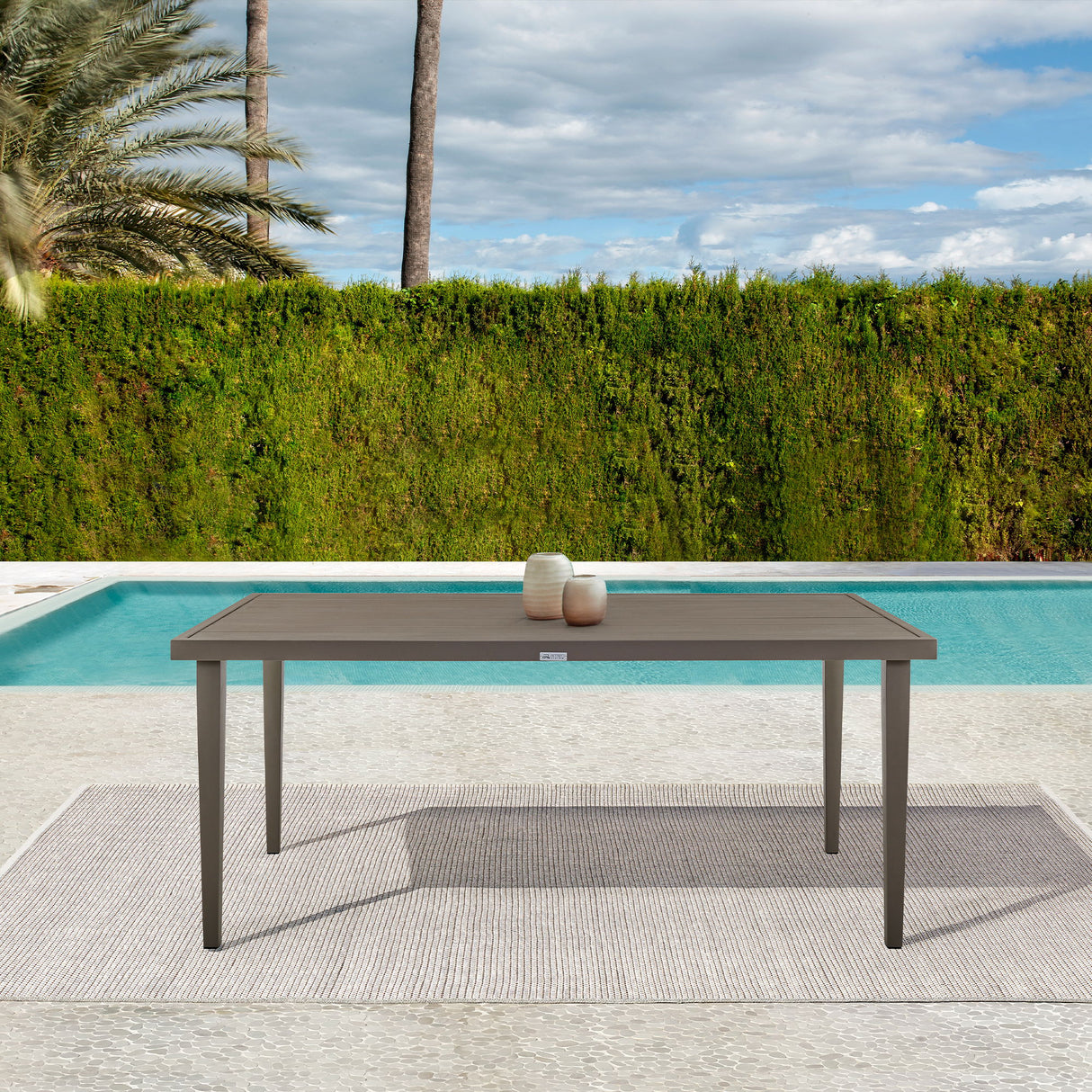 Grenada - Outdoor Aluminum Gray Rectangle Dining Table