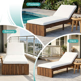 Adjustable Outdoor Chaise Lounge Patio Recliner With Removable Cushion