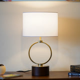 Bedroom Table Lamp With Circular Design - White
