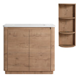Freestanding Bathroom Vanity With Sink, 2 Soft Close Doors & Storage Rack