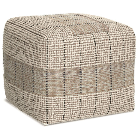 Elmer - Square Woven Pouf - Natural / Gray - Accent Poufs - Alpine Outlets