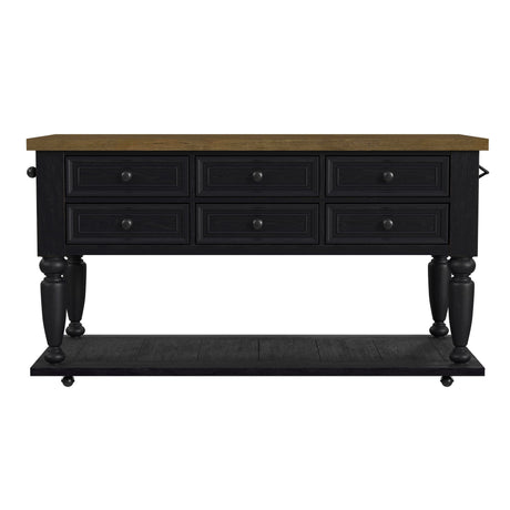 Heritage & Home - Kitchen Island With Casters - Oak Brown And Black