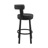 Bryant - 30" Bar Height Swivel Bar Stool - Black Finish And Black Faux Leather