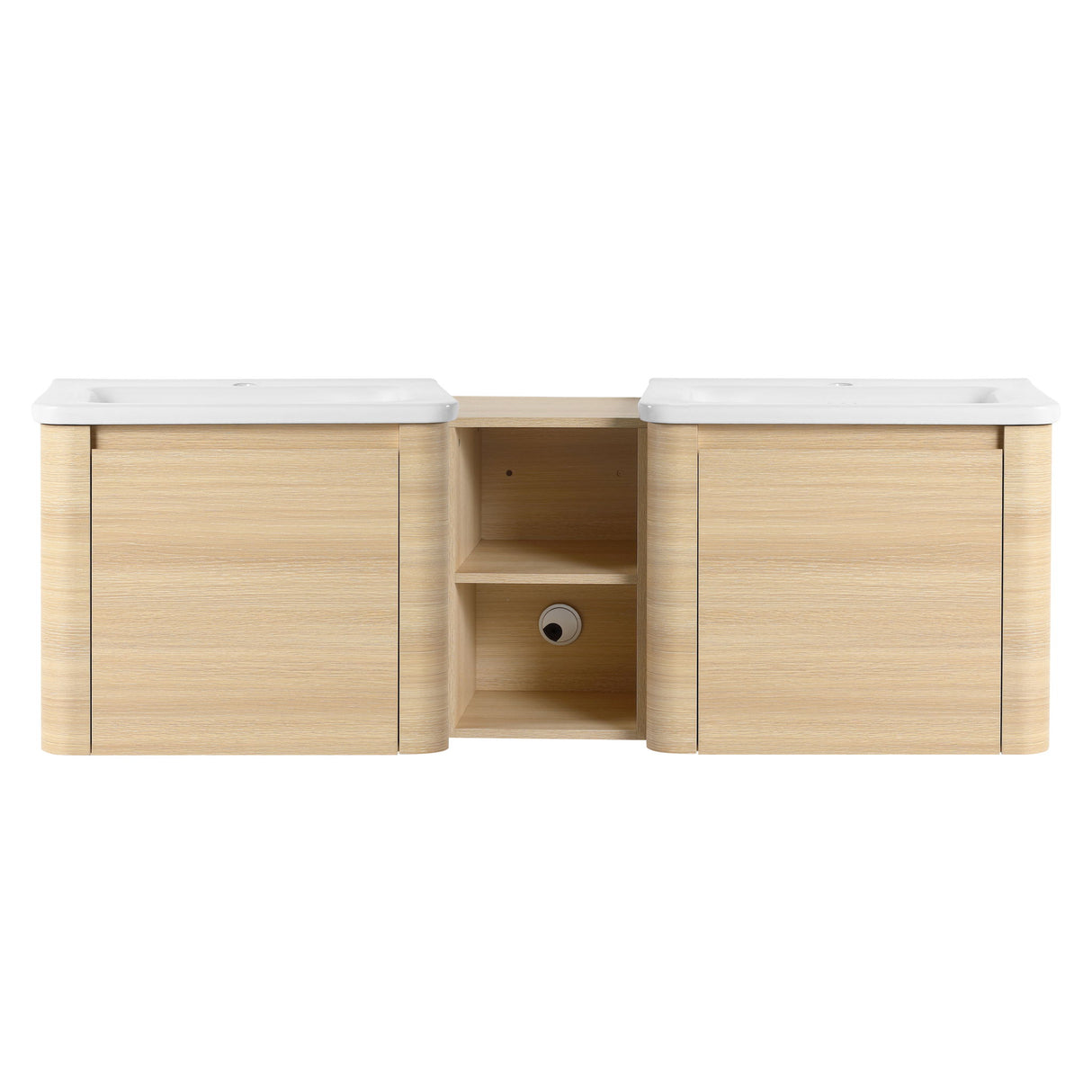 Wall Mounted Bathroom Vanity With Sink And Storage Shelves, Soft Close Doors