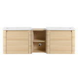 Wall Mounted Bathroom Vanity With Sink And Storage Shelves, Soft Close Doors