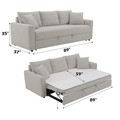 Connie - Boucle Sleeper Sectional Sofa With 2 Toss Pillows - Beige - Sleeper Sofas - Alpine Outlets