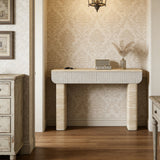 Entryway Table With 2 Hidden Handle Drawers For Entrance - Beige / Yellow