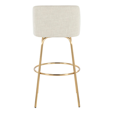Toriano - Contemporary Fixed Height Barstool Swivel With Round Footrest (Set of 2) - Cream