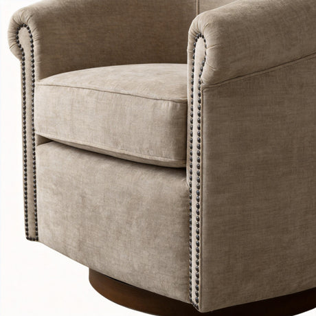 Barrel Swivel Accent Chair, 360 Degree Rotating For Living Room - Sand
