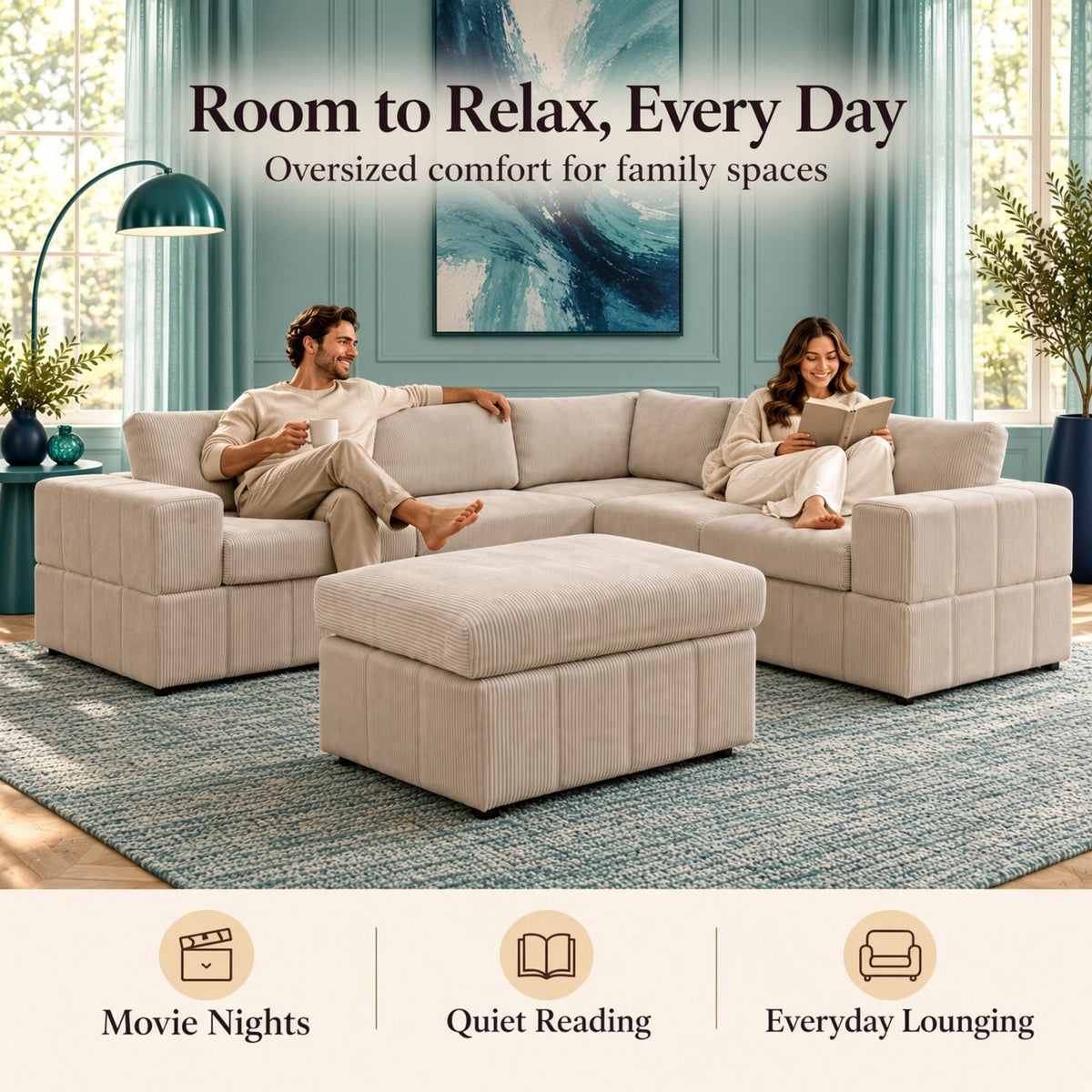 Modular Sectional Sofa, Reversible Set