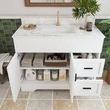 Bathroom Vanity Set, Fluted Cabinet, Soft Close Doors & Drawers, Single Faucet Hole, Sink Included - White