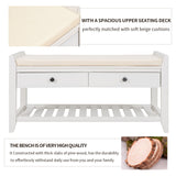 Multipurpose Entryway Shoe Rack With Cushioned Seat And Drawers