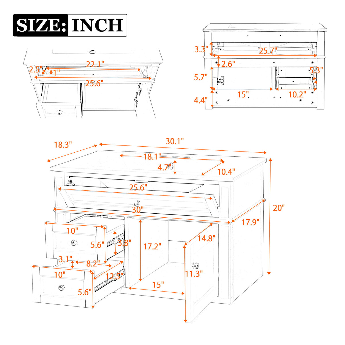 Wall Mounted Bathroom Vanity With 2 Drawers, 1 Tip Out Drawer, 3 Holes Sink