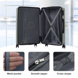 Lightweight Hardshell Luggage Set With Double Spinner Wheels, Password Lock, Cosmetic Case, 20" / 24" / 28" Luggages, Duffel Bag & Toiletry Bag - Blue / Green / Pink