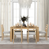7 Piece Dining Set With Extendable Table, 2 Drawers & 6 Upholstered Chairs