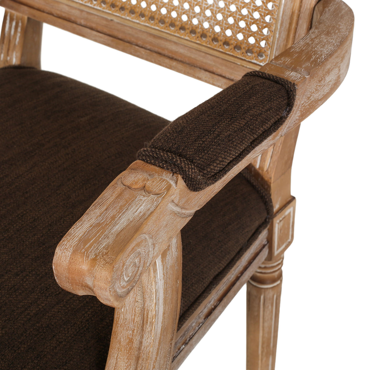 Upholstered Dining Chair With Cane Backrest