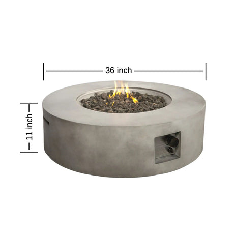 Outdoor Fire Pit Table Garden Hearth Reinforced Concrete 36x12in Gray