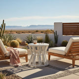 Breeze - Powder Coated Metal Round Outdoor Side Table With Sintered Stone Table Top - Cream