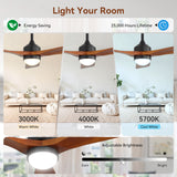 52" Ceiling Fan With Dimmable LED Light, 6 Speed DC Motor, 3 Blades