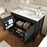 Bathroom Vanity Set, Fluted Cabinet, Soft Close Doors & Drawers, Single Faucet Hole, Sink Included - Black