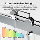 Frameless Double Sliding Shower Door In, Thick Tempered Glass, Reversible Installation