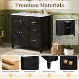 Bathroom Vanity With Sink Top, 3 Soft Closing Drawers