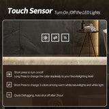 LED Bathroom Vanity Wall Mirror With Straight Edge Design, Frosted Glass Finish, Anti Fog, Dimmable 3 Color Lighting - Silver