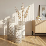 Tall Floor Vase Decorative Vase, Home Accent Decor (Set of 3) - White / Gold