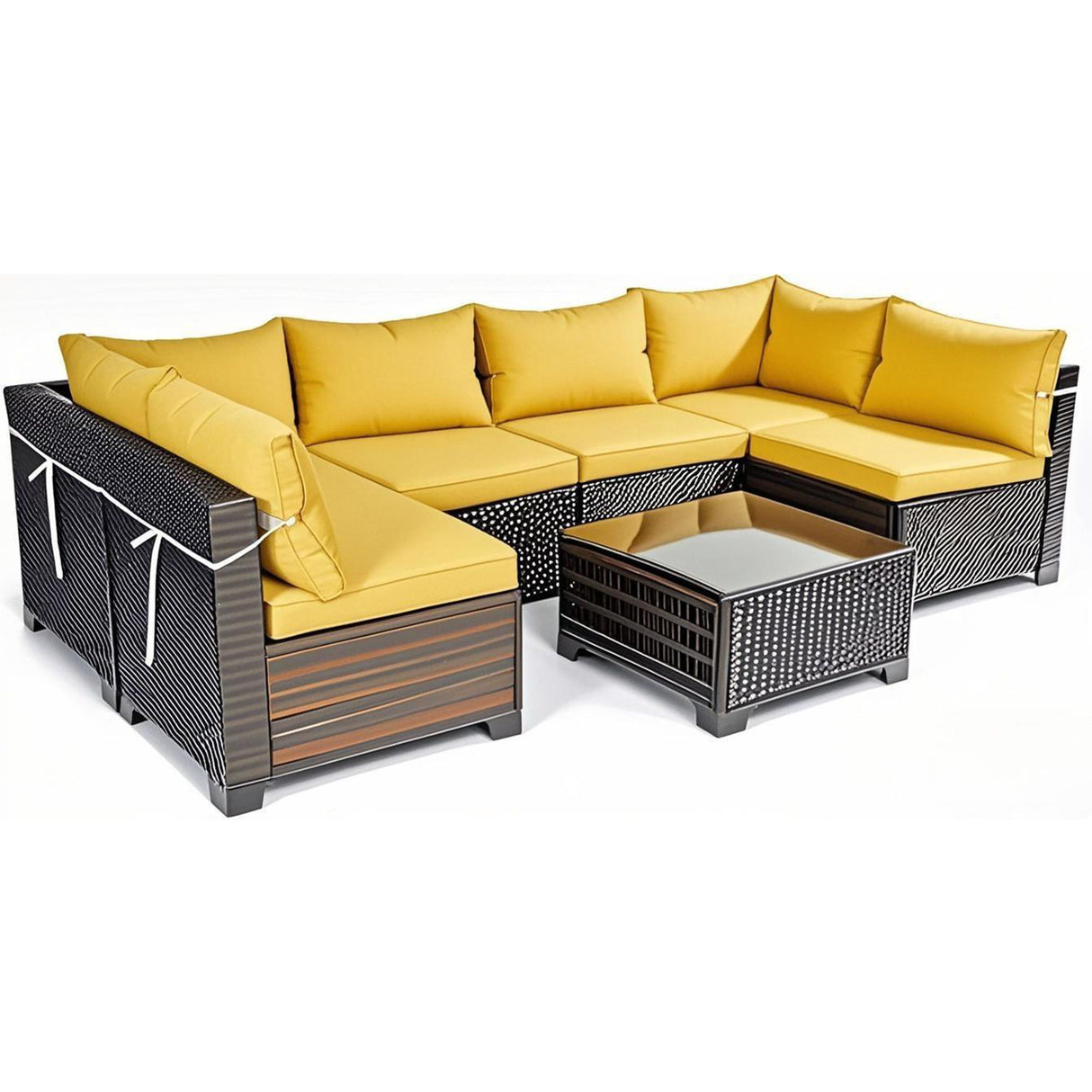 14 Pack Cushion Covers For 7 Piece Wicker Rattan Sectional Sofa