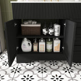 Bathroom Vanity, Fluted Cabinet, Soft Close Doors & Drawers, Single Faucet Hole, Sink Included - Black