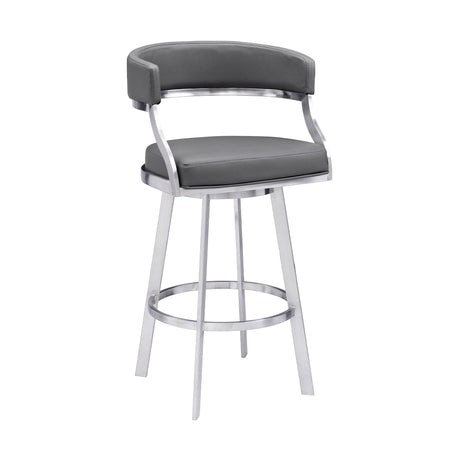 Dione - Swivel Faux Leather And Brushed Stainless Steel Bar Stool