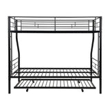 Twin Over Full Modern Metal Bunk Bed With Trundle - Black