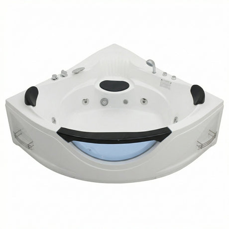 Xavier - Corner Double Massage Bathtub - Milk White
