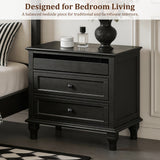 Nightstand With Charging Station, 3 Drawer Storage Table
