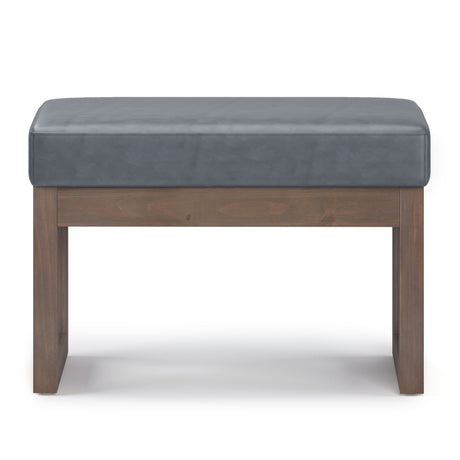Milltown - Footstool Small Ottoman Bench - Dark Gray - Faux Leather