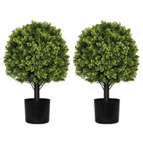 22" Artificial Topiary Boxwood Ball Trees for Outdoor Front Porch, 2pcs/set
