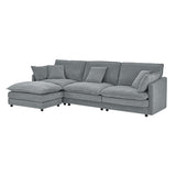 L-Shaped Sectional Sofa With Ottoman, Convertible 4 Seater Couch