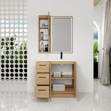 Freestanding Bathroom Vanity Set With Tall Linen Cabinet, 3 Drawers And Large Storage, Single Sink