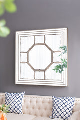 Antique Style Decorative Square Wall Mirror With Mirrored Frame, Wall Decor For Living Room Entryway, Console Lean Against Wall - Silver - Wall Mirrors - Alpine Outlets