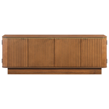 TV Stand, Fluted Media Console With Adjustable Shelves And Cable Holes