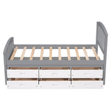 Platform Storage Bed Solid Wood Bed With 6 Drawers