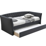 Daybed With Trundle Button Tufted Slat Included - Charcoal